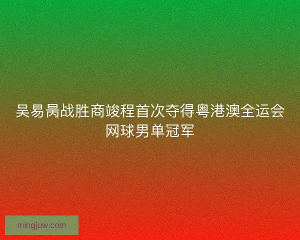 吴易昺战胜商竣程首次夺得粤港澳全运会网球男单冠军