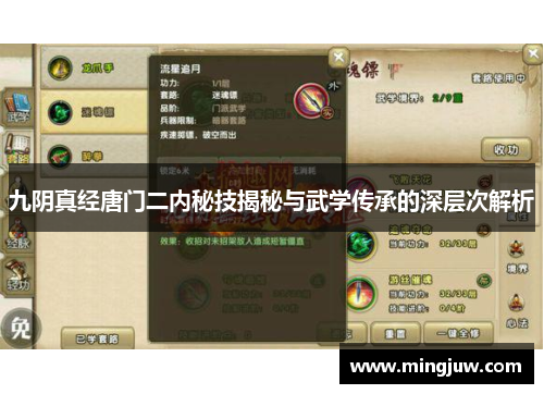九阴真经唐门二内秘技揭秘与武学传承的深层次解析